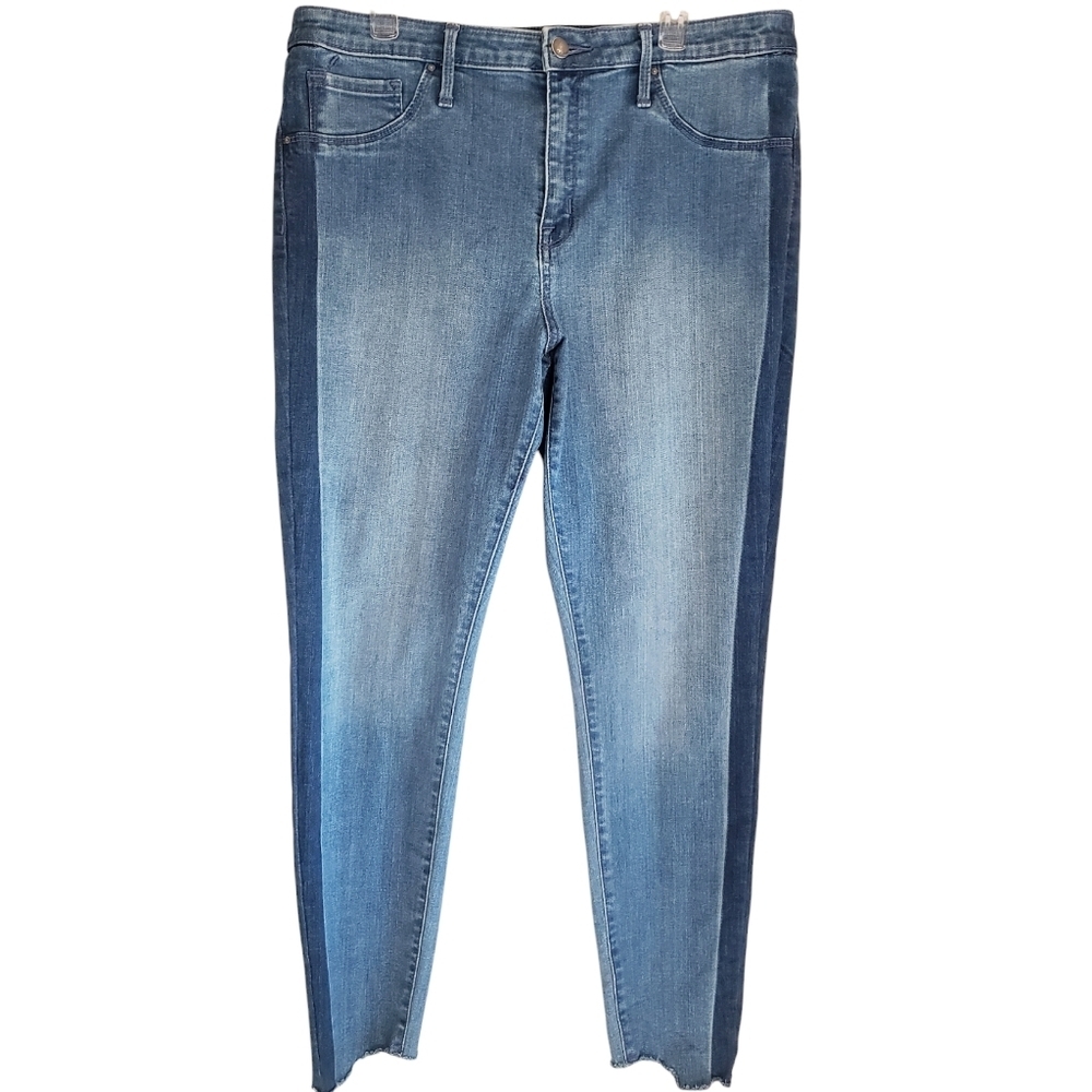 Mossimo Jegging Womens 14 Blue Two Tone Striped High Rise Denim Plus Size Jeans
